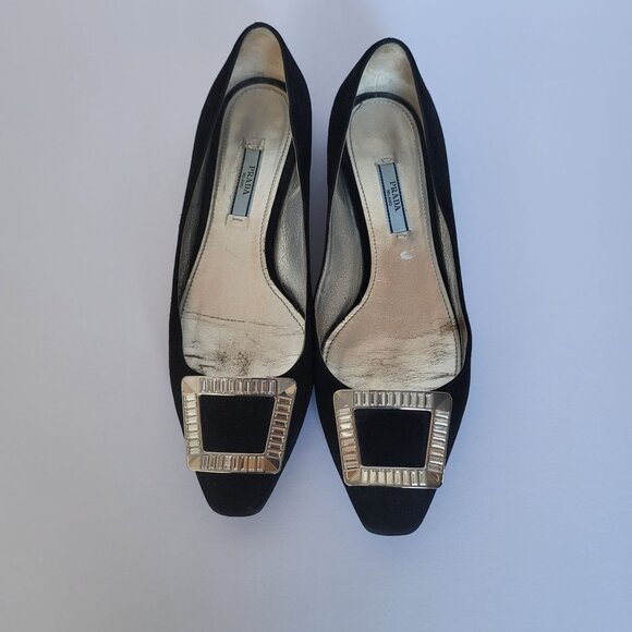 Prada Calzature Donna Suede Leather Ballet Flats. Size US8/EU 38 - Picture 2 of 8